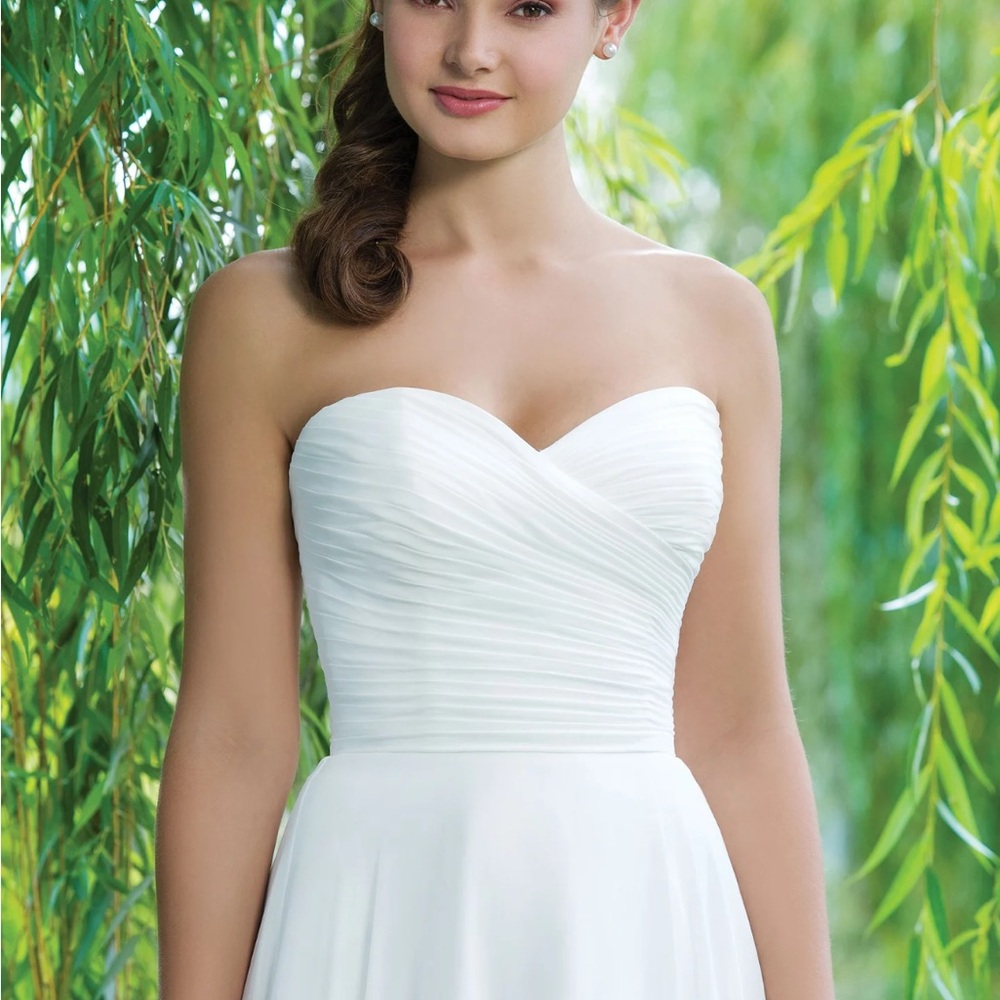 Strapless White Chiffon Wedding Dress Justin Alexander